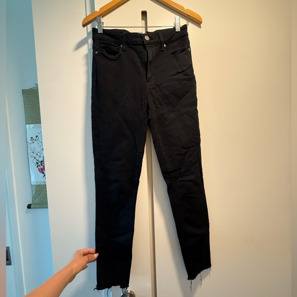 PAIGE Black Raw-Hem Skinny Jeans